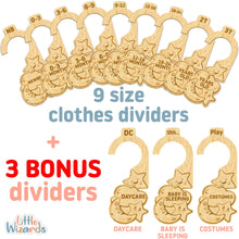 Load image into Gallery viewer, Little Wizard&#39;s 28 Pcs Baby Closet Dividers &amp; Baby Clothes Organizer – Baby Clothes Dividers for Closet – Neutral Hanger Dividers for Baby Closet Organizer Baby Clothes Dividers – Nursery Closet Organizer (DreamCatcher)
