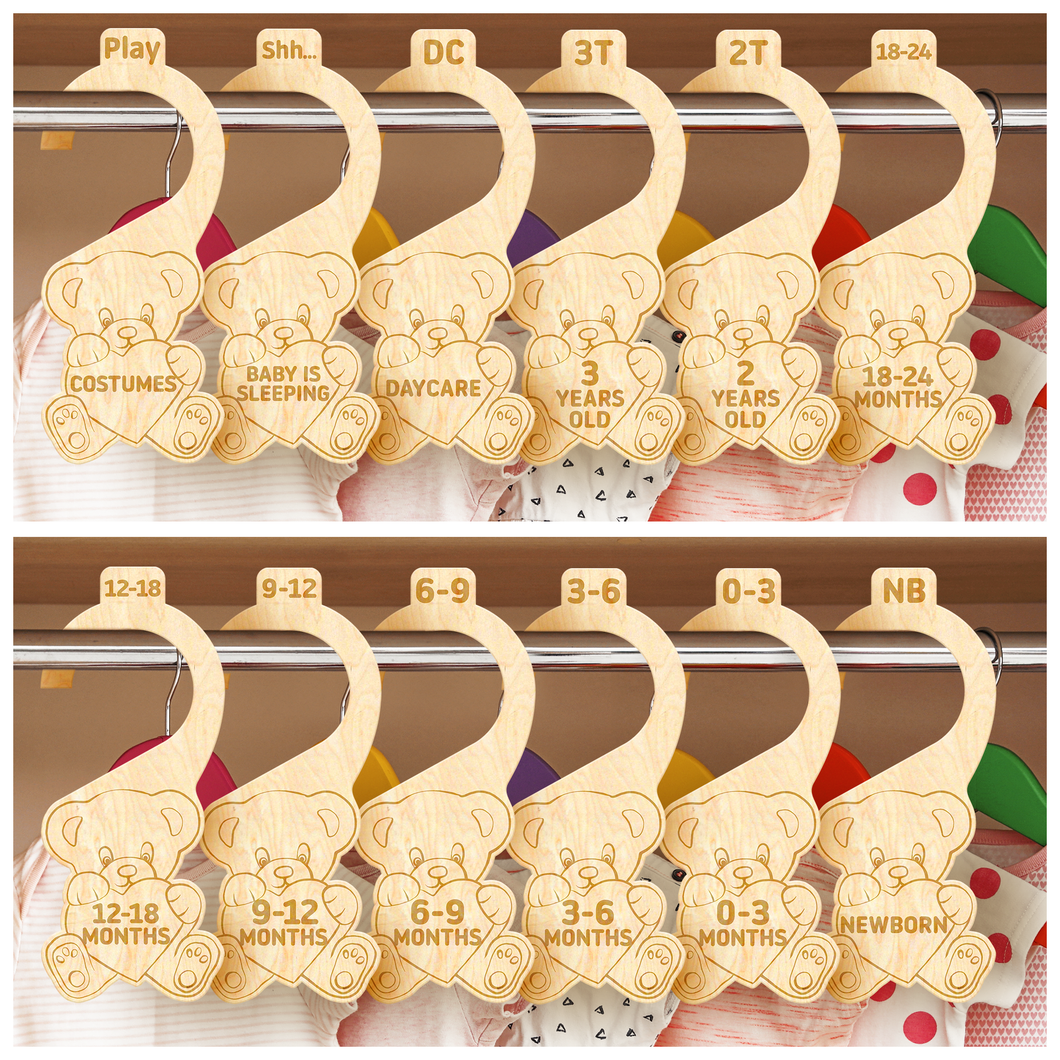 Little Wizard's 28 Pcs Baby Closet Dividers & Baby Clothes Organizer – Baby Clothes Dividers for Closet – Neutral Hanger Dividers for Baby Closet Organizer Baby Clothes Dividers – Nursery Closet Organizer (Bears)