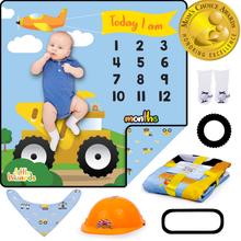 Load image into Gallery viewer, LITTLE WIZARDS - Baby Monthly Milestone Blanket Boy - Baby Milestone Blanket Baby Boy Blanket - Baby Boy Gifts, Nursery Decor Newborn Baby Month Blanket - Baby Growth Chart Blanket
