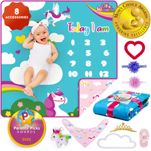 Load image into Gallery viewer, LITTLE WIZARDS - Baby Monthly Milestone Blanket Girl - Baby Milestone Blanket Baby Girl Blanket Newborn Baby Month Blanket - Baby Blankets for Girls
