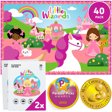 Load image into Gallery viewer, LITTLE WIZARDS - Disposable Placemats for Kids Placemat That Stick - Toddler Placemat for Kid Dining Table Baby Placemat - 40 Table Toppers - Extra Sticky Travel Mat for Restaurant Busy Baby Mat
