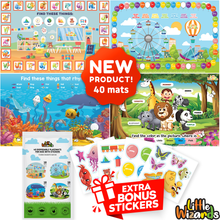 Load image into Gallery viewer, Disposable Placemats for Baby with Stickers - Kids Placemats for Dining Table - Disposable Placemats for Kids That Stick - Toddler Placemats for Dining Table - Baby Placemat Plastic Placemats for Kids
