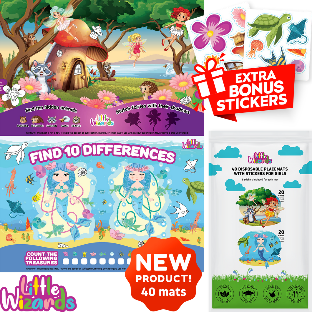 Disposable Placemats for Baby with Stickers Kids Placemats for Dining Table - Disposable Placemats for Kids That Stick - Toddler Placemats for Dining Table - Baby Placemat Plastic Placemats for Kids